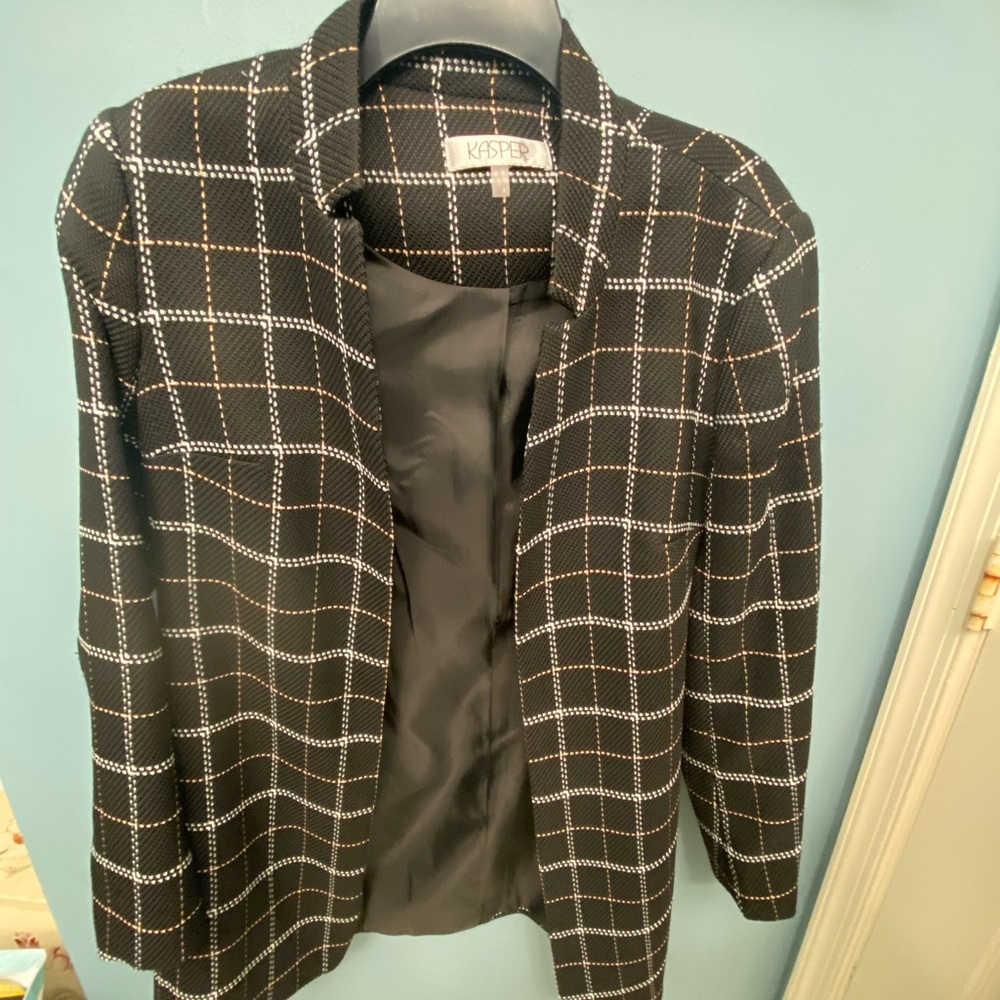 Kasper Women's Black and White Grid Blazer
